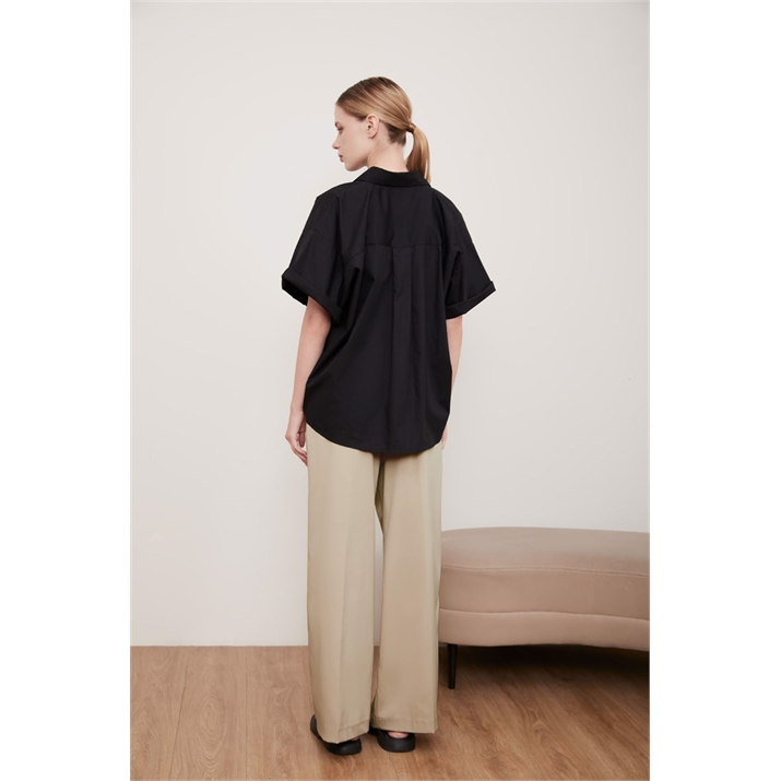 Áo sơmi oversize tay ngắn - Đen - T0776 Áo Sơmi Oversize Tay Ngắn - Đen - T0776 5