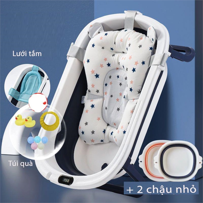 Chậu tắm gấp gọn cho bé có nhiệt kế điện tử Trẻ sơ sinh 1
