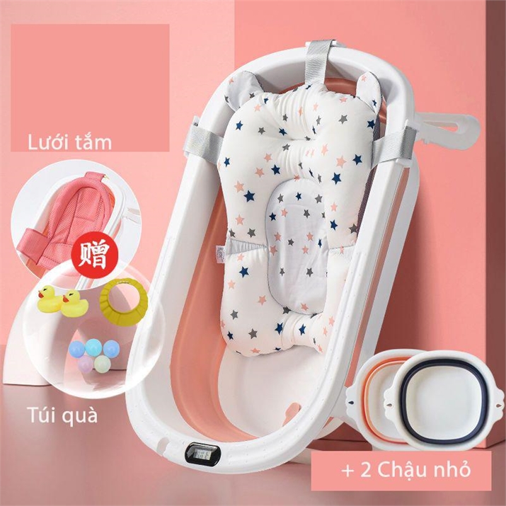 Chậu tắm gấp gọn cho bé có nhiệt kế điện tử Trẻ sơ sinh 3