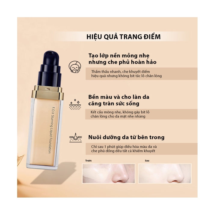 FOX Kem nền Stunning Liquid Foundation dưỡng ẩm làm sáng da SPF 30++ (30ml) 1