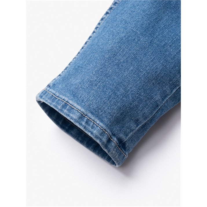 QUẦN JEANS RÁCH THÊU CHÉO FORM REGULAR QJ075 MÀU XANH 5